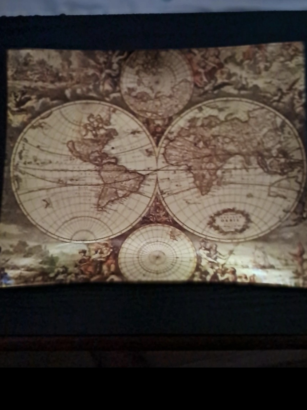 Antique-Style World Map Wall Art - Brown and Cream